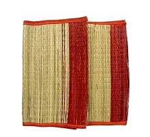 100% NATURAL KUSHA GRASS AASAN/MAT/RUG FOR PRAYER (18X18INCH,BROWN)SET OF 2-thumb1