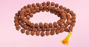 Rudraksha Mala (108+1 Beads, Bead Tested  Certified Rudraksha Wood Chain and Natural Tulsi Japa Mala 108+1 Beads Wood Necklace Wood Chain combo of (Radraksha and Tulsi Mala )-thumb2