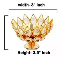 Small Brass and crystal Akhand diya Bowl style Brass Table Diya / Brass diya with crystal / Crystal diya-thumb1
