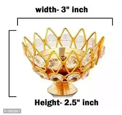 Small Brass and crystal Akhand diya Bowl style Brass Table Diya / Brass diya with crystal / Crystal diya-thumb2