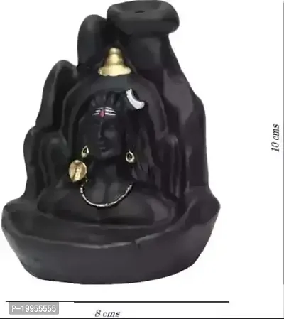 Lord Adiyogi, Mahadev, Shiv Shankara Backflow Cone Incense Holder Decorative Showpiece with 10 Free Smoke Backflow Scented Cone Incenses (Black)-thumb0