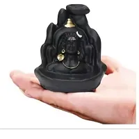 Lord Adiyogi, Mahadev, Shiv Shankara Backflow Cone Incense Holder Decorative Showpiece with 10 Free Smoke Backflow Scented Cone Incenses (Black)-thumb2