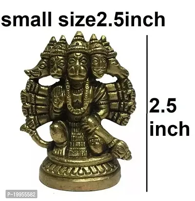 pure brass panchmukhi hanuman ji Brass 2.5 Inches Statue Kneeling Ashirvad Posture-thumb2