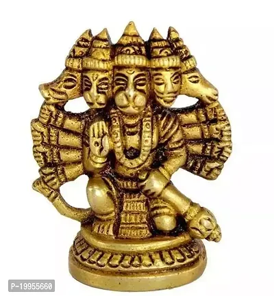 Asta Dhatu (8 Metals) Made Five (5) Faced Hanuman ji Idol/Brass Panch Mukhi Bajrang Bali Idol-thumb0