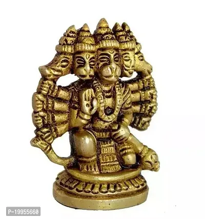 Asta Dhatu (8 Metals) Made Five (5) Faced Hanuman ji Idol/Brass Panch Mukhi Bajrang Bali Idol-thumb4