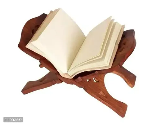Folding Book Reading Stand |Wooden Brown Rehal Handmade Geeta/Quran/Bible/Ramayana Holy book stand (L-16cm, B-11cm, H-13cm) 10-Inch.
