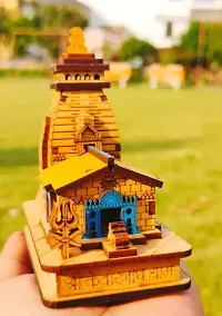 Shree Kedarnath ji Mahadev Temple in Wood Color Model Small Mandir Statue | Fully Polished Hand Crafted Wooden Temple for Gifting, Showpiece, Car Dashboard.-thumb3