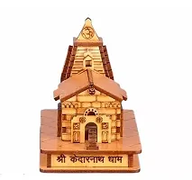 3D Small Wooden KEDARNATH Temple Model With Free Double Sided Tape For Car Dashboard (L-9cm, B-5cm, H-8cm)-thumb1