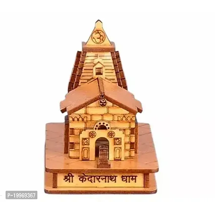 3D Small Wooden KEDARNATH Temple Model With Free Double Sided Tape For Car Dashboard (L-9cm, B-5cm, H-8cm)-thumb2