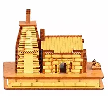 3D Small Wooden KEDARNATH Temple Model With Free Double Sided Tape For Car Dashboard (L-9cm, B-5cm, H-8cm)-thumb2