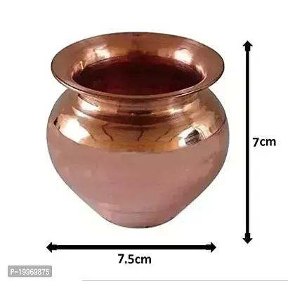 Pooja Items Set of 2 Pcs, Brass Round Pyali Diya with Copper Kalash/Lota for Festival Worship @@ Pack of 1-thumb3