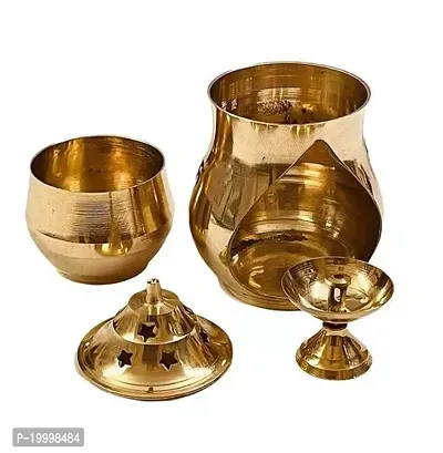 Traditional Brass Brass Camphor Diya Diffuser (Gold) for Diwali Pooja Deepak Decoration | Brass Diya for Puja Satya Deepam Brass Gift | Pooja Items for Home Brass, Diwali Pooja Pack-thumb0