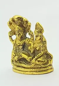 Shri Lakshmi Narayan Idol Anant Nag Shayan Metal Vishnu Idol Shesh Naag Shri Padmanabh Swami Idol - Golden-thumb1