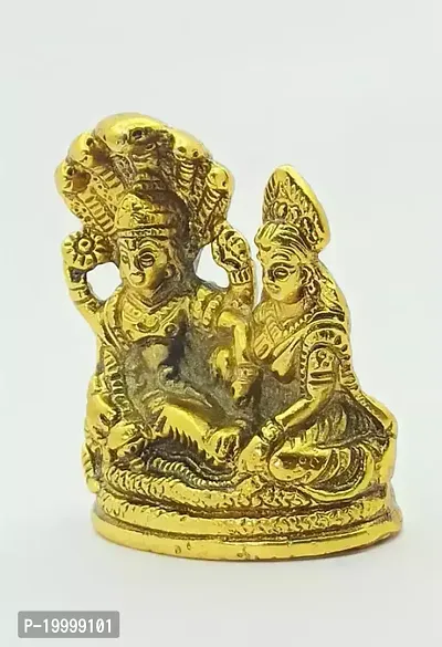 Shri Lakshmi Narayan Idol Anant Nag Shayan Metal Vishnu Idol Shesh Naag Shri Padmanabh Swami Idol - Golden-thumb2