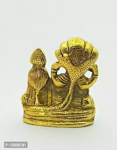Shri Lakshmi Narayan Idol Anant Nag Shayan Metal Vishnu Idol Shesh Naag Shri Padmanabh Swami Idol - Golden-thumb3