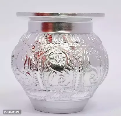 Silver Aluminium Pooja Lota | Handicraft Lota | Silver Lota for Puja | Water Storage Lota/Kalash/Chambu/Tumbler for Pooja/Pongal/Sankranti Puja/Wedding/Marriage/Karvachauth (Small)-thumb0