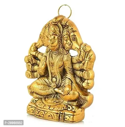 Metal Panchmukhi Hanuman ji Murti/Bajrangbali Idol for Hanging and Gifts Decorative Diwali Pooja Showpiece (L-11cm, B-1.5cm, H-13cm)-thumb2
