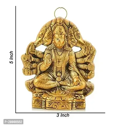 Metal Panchmukhi Hanuman ji Murti/Bajrangbali Idol for Hanging and Gifts Decorative Diwali Pooja Showpiece (L-11cm, B-1.5cm, H-13cm)-thumb3