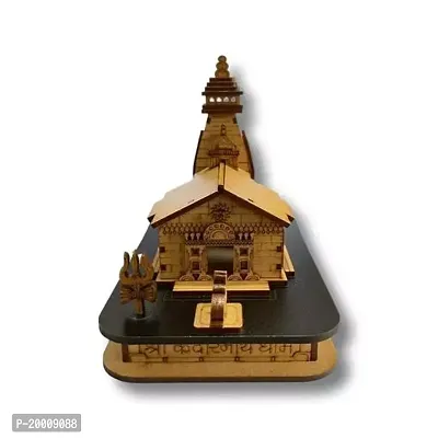 Hand Carved Miniature Kedarnath Temple, Small Brown Kedarnath ji Temple (L-9cm, B-5cm, H-8cm) For Temple, Car Dashboard, Gifting