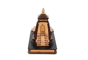 Miniature Kedarnath Wooden Temple Small Size Decorative Showpiece MDF Pine Wood Beautiful Work Kedarnath ji Temple showpiece For Car Dashboard, Temple (L-9cm, B-5cm, H-8cm)-thumb2