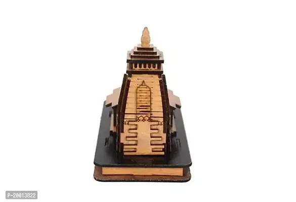 Miniature Kedarnath Wooden Temple Small Size Decorative Showpiece MDF Pine Wood Beautiful Work Kedarnath ji Temple showpiece For Car Dashboard, Temple (L-9cm, B-5cm, H-8cm)-thumb3