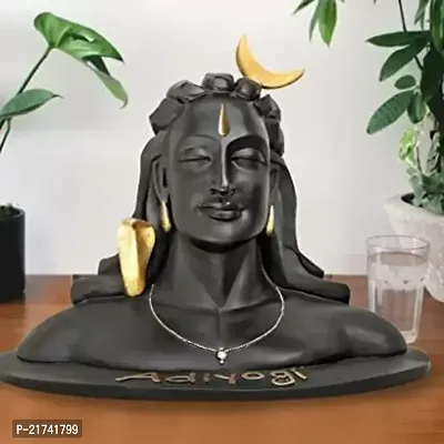 Adiyogi Shiva God Idols Statue for car dashboard Decorative Showpiece - 12 cm  (Resin, Black)-thumb0