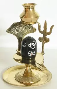 Black Shivling for Home-Office Decor, for Gifts Items  Car Dashboard (8x10-In) Decorative Showpiece - 10 cm  (Brass, Gold, Black)-thumb1