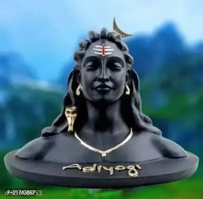 Adiyogi shiva Adiyogi shiv ji Decorative Showpiece - 15 cm  (Polyresin, Black)-thumb0