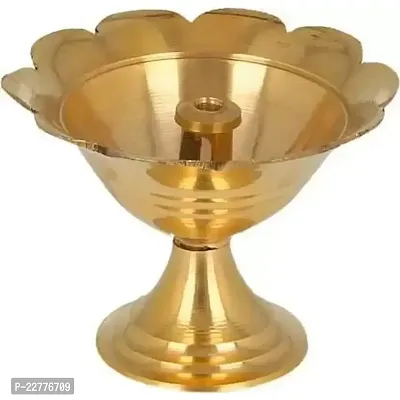 Flower Design Brass Diya Puja Deepak Oil Lamp (Set of 2 Pcs) Akhand Jyoti Diwali Diya Best Decoration Items for Temple-thumb0