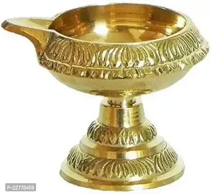 3 INCH KUBER WITH PLAIN STAND Brass Table Diya  (Height: 3 inch)-thumb0