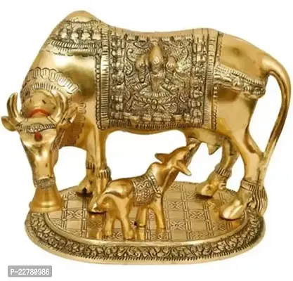 METAL COW-BACHDA Decorative Showpiece - 15 cm  (Aluminium, Gold)-thumb0