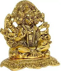 Metal panchmukhi Hanuman ji murti/bajrangwali Idol for Wall Hanging and Gifts Decorative Showpiece - 14 cm  (Metal, Gold)-thumb1