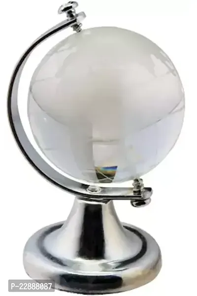 Globe World Map Crystal Glass Clear Stand Desk Decoration Gifts Decorative Showpiece - 6.5 cm Crystal Metal Clear-thumb0