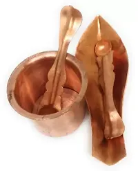 Copper Panchpatra with Anchmani for All Pooja Purpose Copper Brown-thumb1