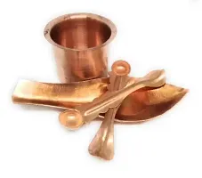 Copper Panchpatra with Anchmani for All Pooja Purpose Copper Brown-thumb2