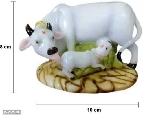 Cow With Calf Decorative Showpiece Decorative Showpiece - 12 cm  Polyresin White-thumb2