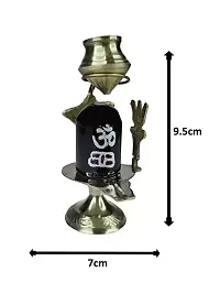 Copper (2 No Regular Size) Kalash Lota with Brass (No 1) Small Size Black Shiva Ling Lingam Shivling Statue for Puja Purpose-thumb1