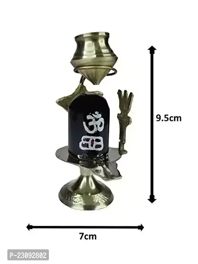 Copper (2 No Regular Size) Kalash Lota with Brass (No 1) Small Size Black Shiva Ling Lingam Shivling Statue for Puja Purpose-thumb2