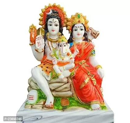 Marble Dust Lord Shiv Parivar | Mahadev Family Idol 5.5 Inches Multicolor-thumb0