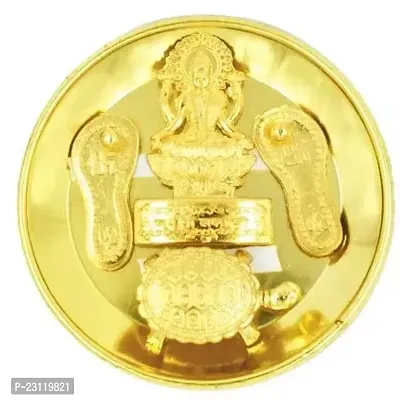 Combo of gold plated laxmi charan with vastu tortoise with laxmi flate murti  Plate