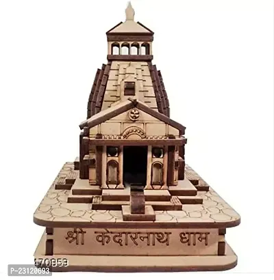 Kedarnath Temple, Brown Kedarnath ji Temple Decorative Showpiece Pine Wood Beautiful Work Kedarnath ji Temple showpiece.-thumb2