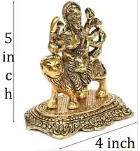 Shera wali Maa / Maa Durga Murti in Metal Antique Gold Finish Decorative Showpiece - 12.7 cm-thumb1