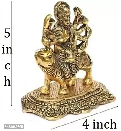 Shera wali Maa / Maa Durga Murti in Metal Antique Gold Finish Decorative Showpiece - 12.7 cm-thumb2