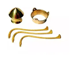 big size 3 no. brass shivling stand and 3 no. loti standard size-thumb1