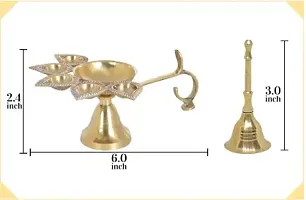 Deepak Aarti With Bell, Brass Diya Brass (Pack of 2) Table Diya  (Height: 2.4 inch)-thumb2