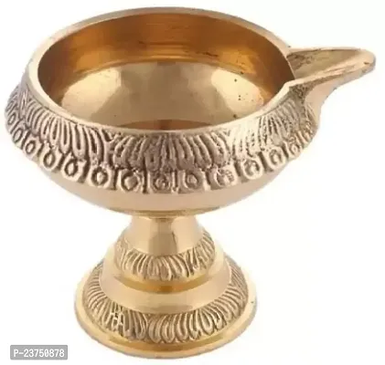 Kuber Diya Deepam Akhand Diya on Stand for Pooja and Diwali Festival Brass Table Diya  (Height: 2 inch)-thumb0