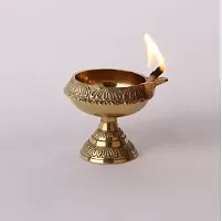 Kuber Diya Deepam Akhand Diya on Stand for Pooja and Diwali Festival Brass Table Diya  (Height: 2 inch)-thumb2