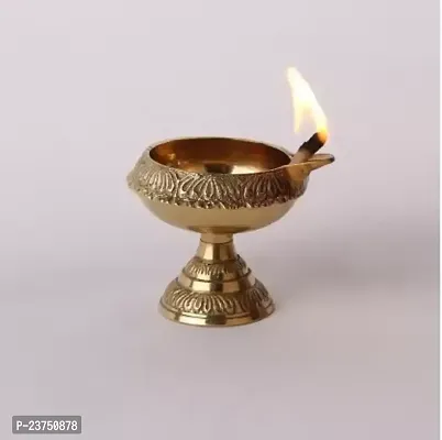 Kuber Diya Deepam Akhand Diya on Stand for Pooja and Diwali Festival Brass Table Diya  (Height: 2 inch)-thumb3