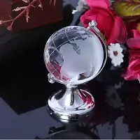 Earth Globe World Map Crystal Glass Clear Stand Desk Decoration Gifts Decorative Showpiece - 6.5 cm  (Crystal, Metal, Clear)-thumb1