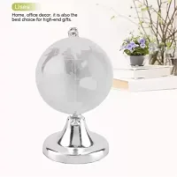 Earth Globe World Map Crystal Glass Clear Stand Desk Decoration Gifts Decorative Showpiece - 6.5 cm  (Crystal, Metal, Clear)-thumb2